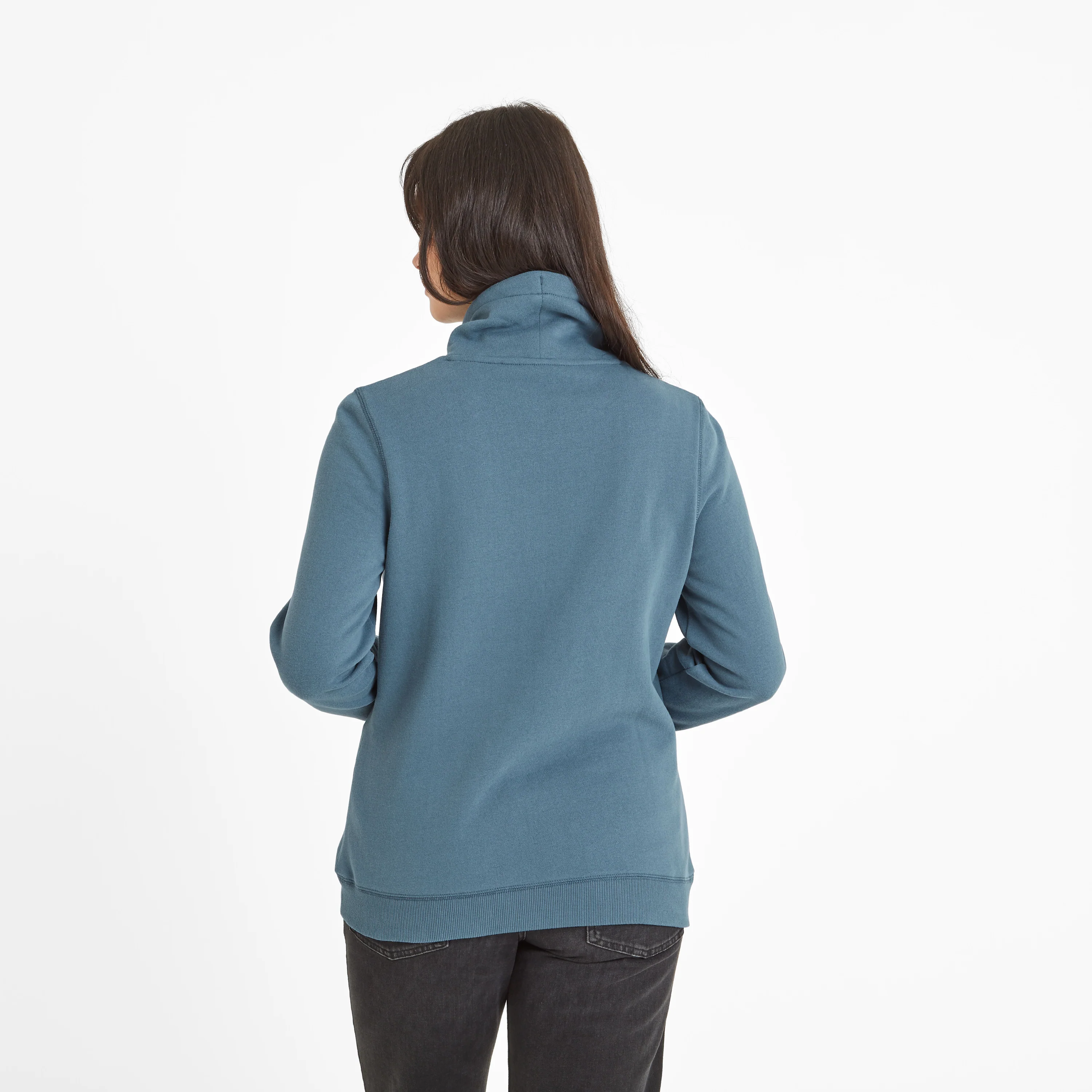 Abigail Womens Supersoft Womens Funnel Neck Sweat - Blue Dolphin - Image 3