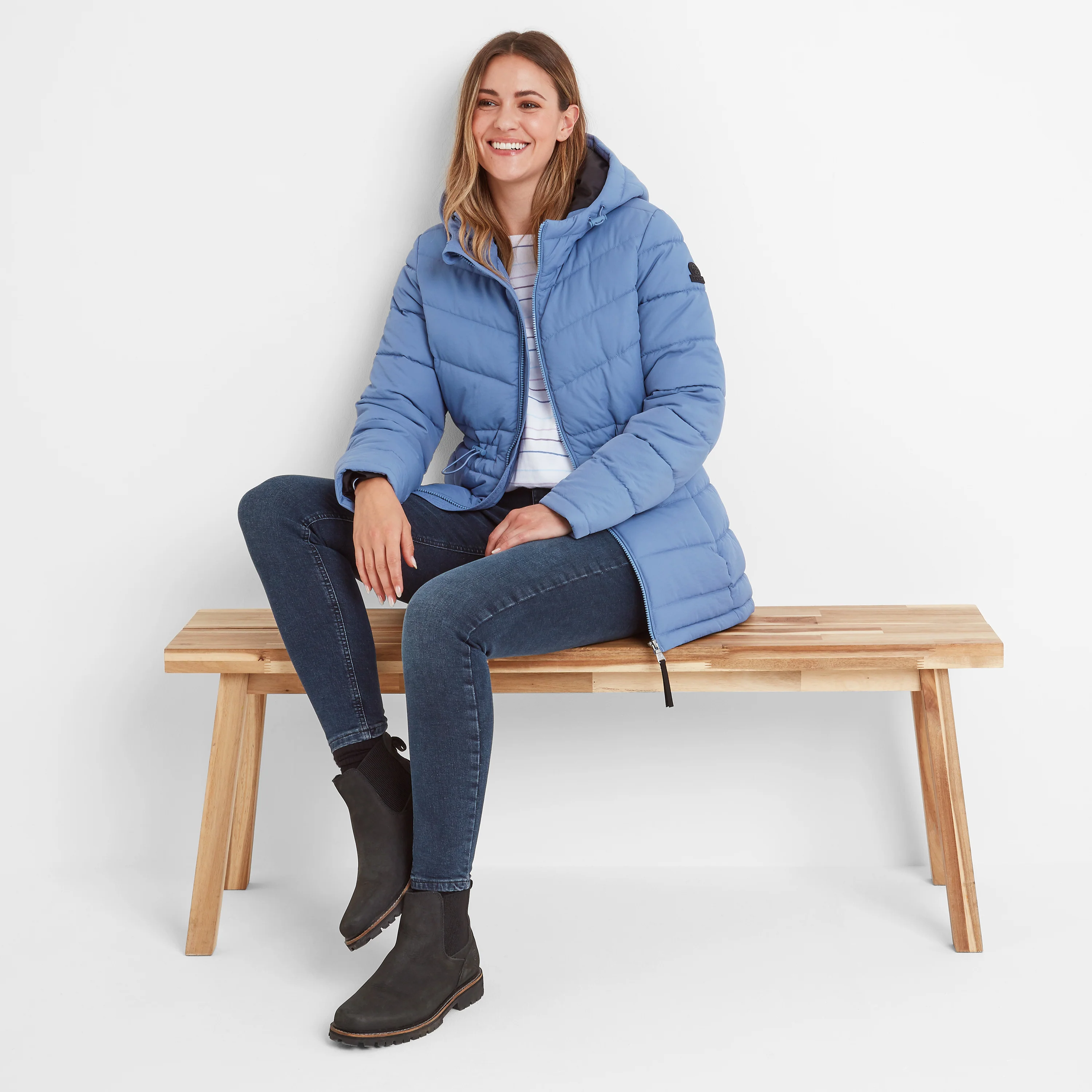 Anthorn Womens Padded Parka - Misty Blue - Image 4