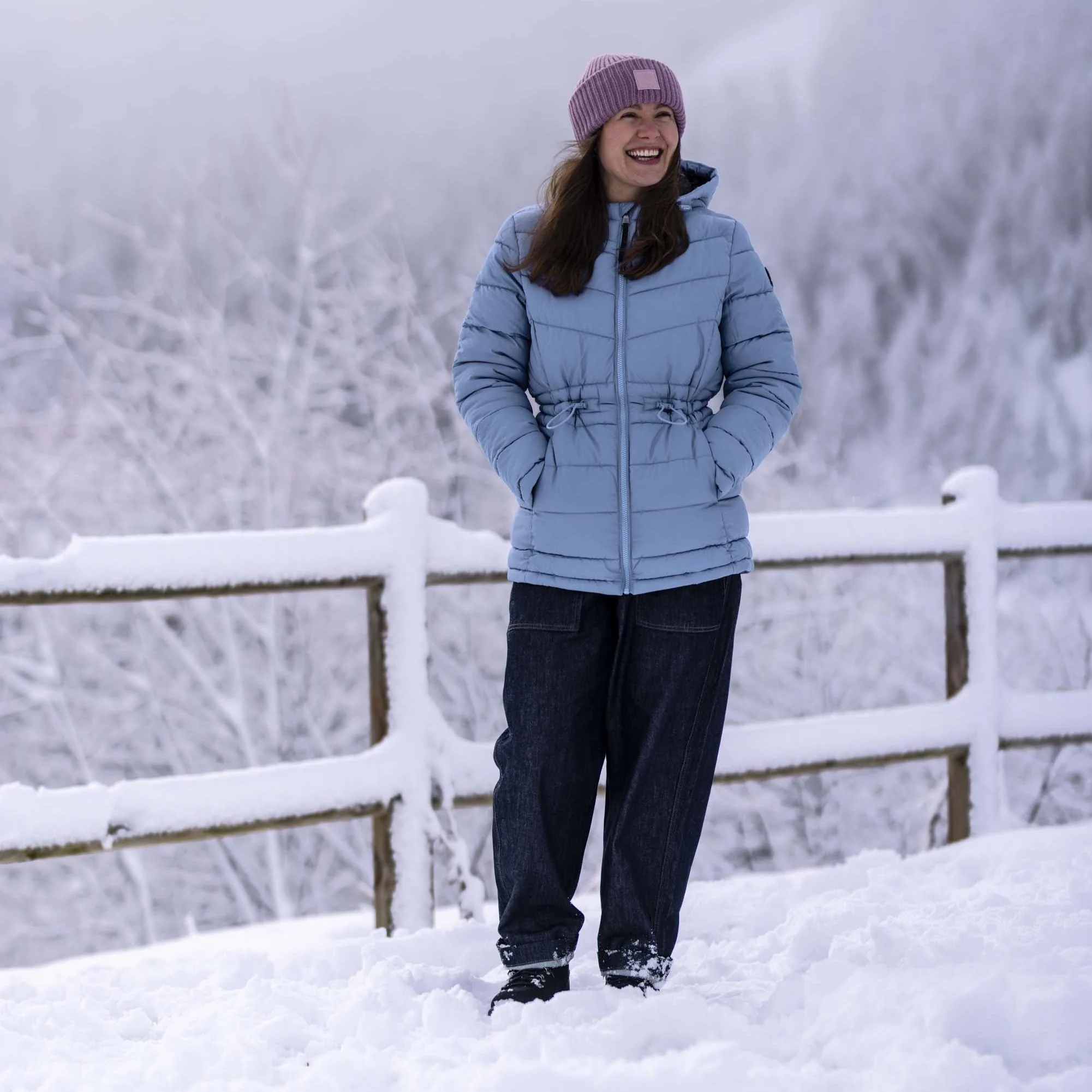 Anthorn Womens Padded Parka - Misty Blue - Image 5