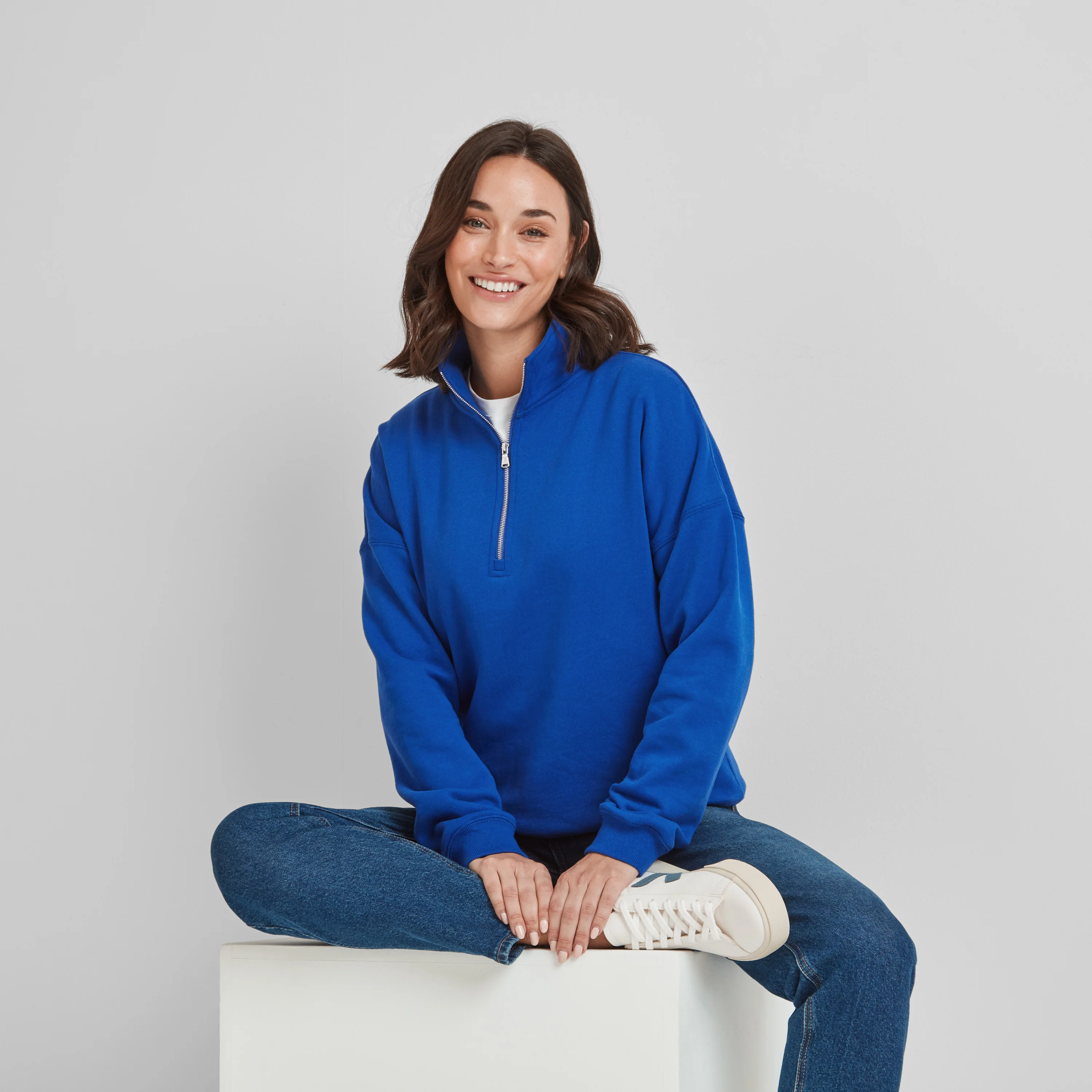 Caldene Womens Supersoft Quarter Zip Sweat - Ultra Marine Blue - Image 4
