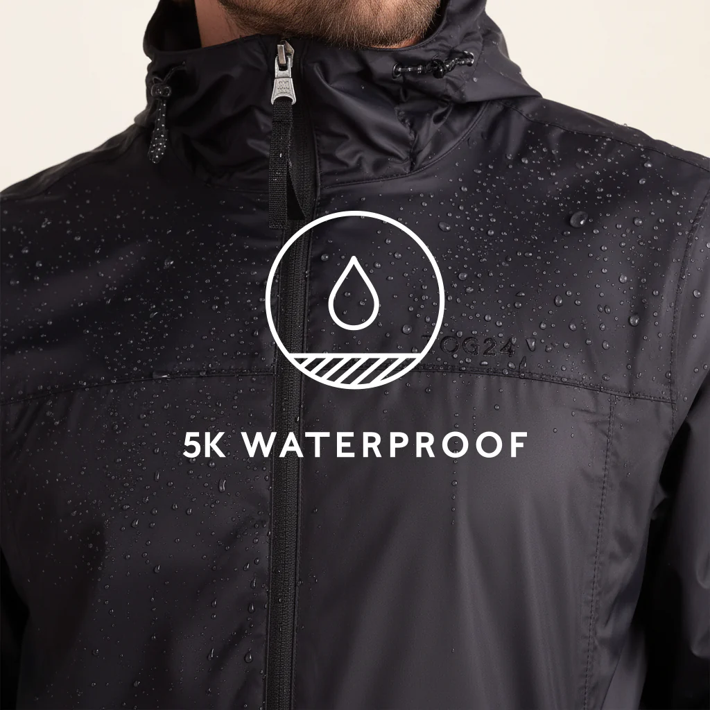 Craven Mens Waterproof Packaway Jacket - Black - Image 7