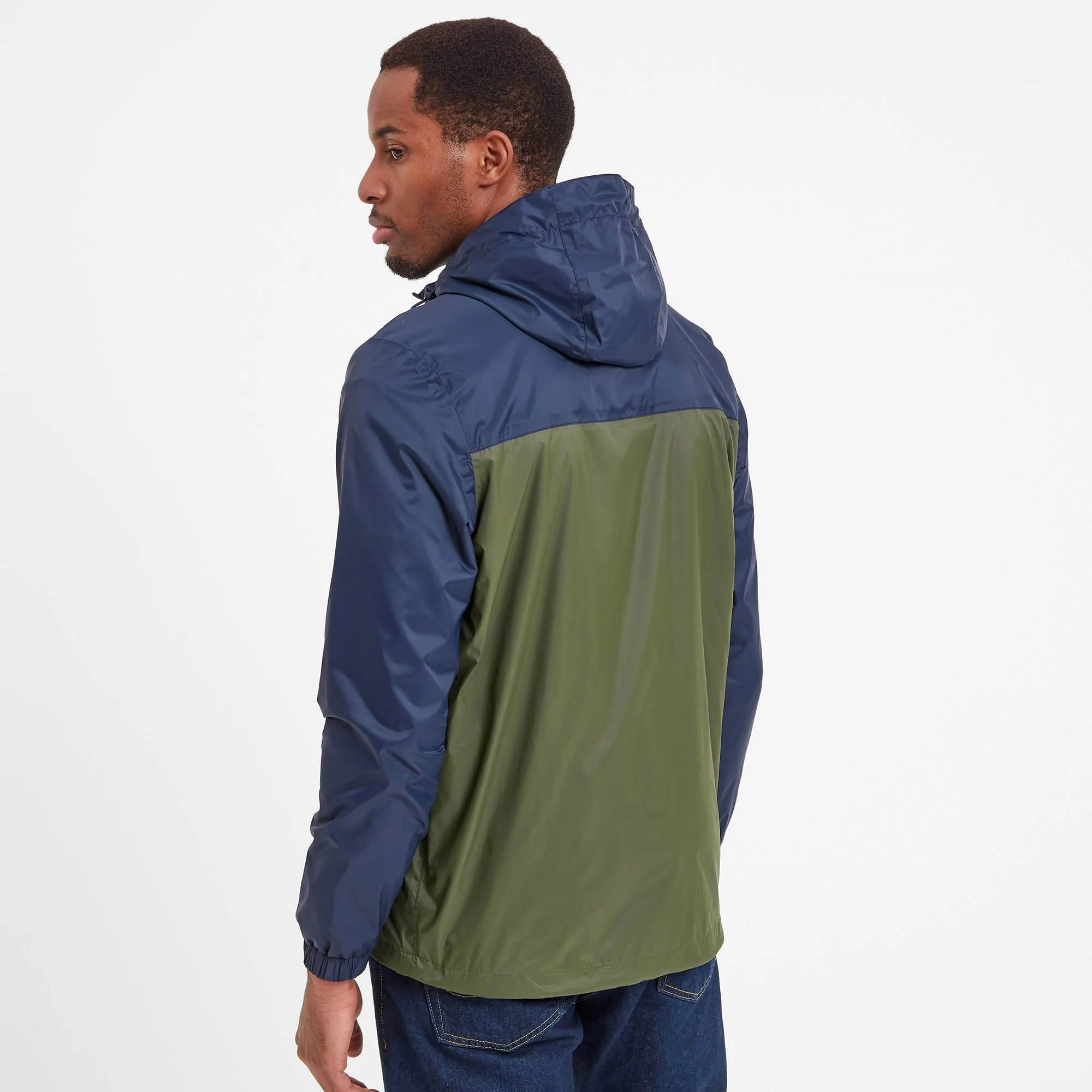Craven Mens Waterproof Packaway Jacket - Khaki/Navy/Dark Orange Colour Block - Image 5