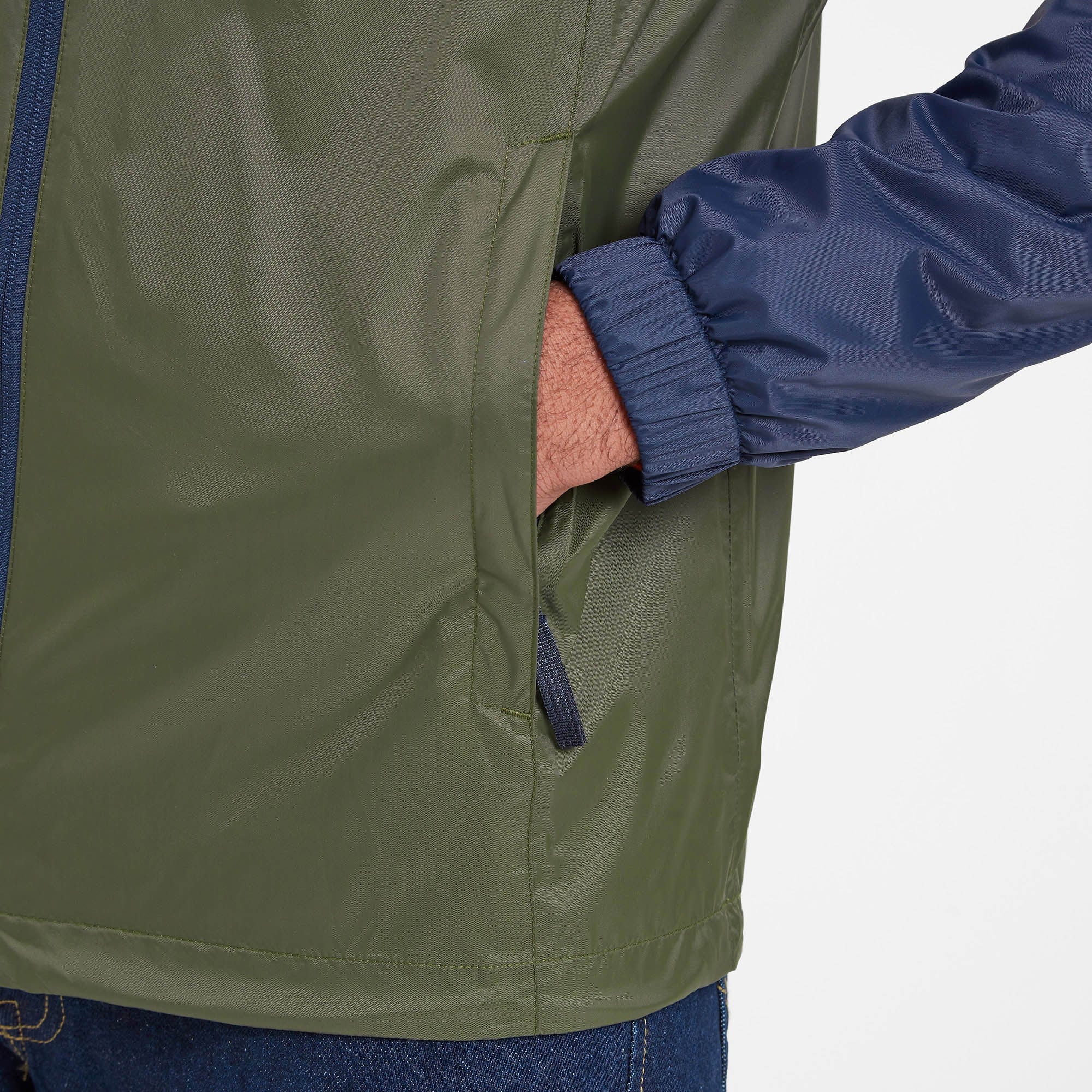 Craven Mens Waterproof Packaway Jacket - Khaki/Navy/Dark Orange Colour Block - Image 6