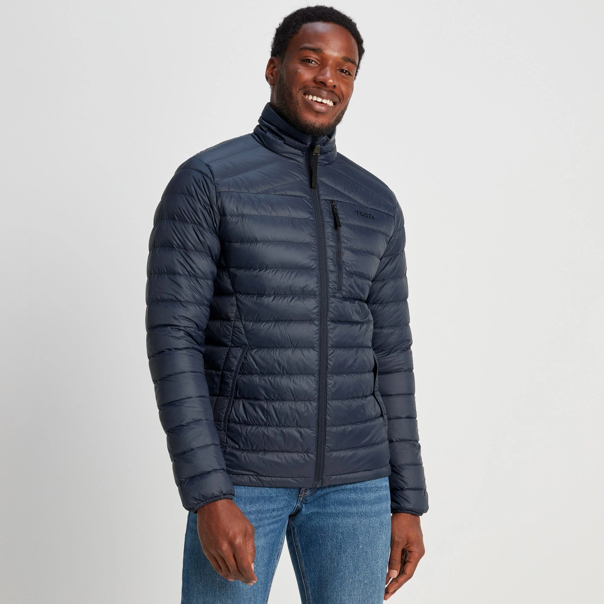 Drax Mens Funnel Down Jacket - Navy - Image 3