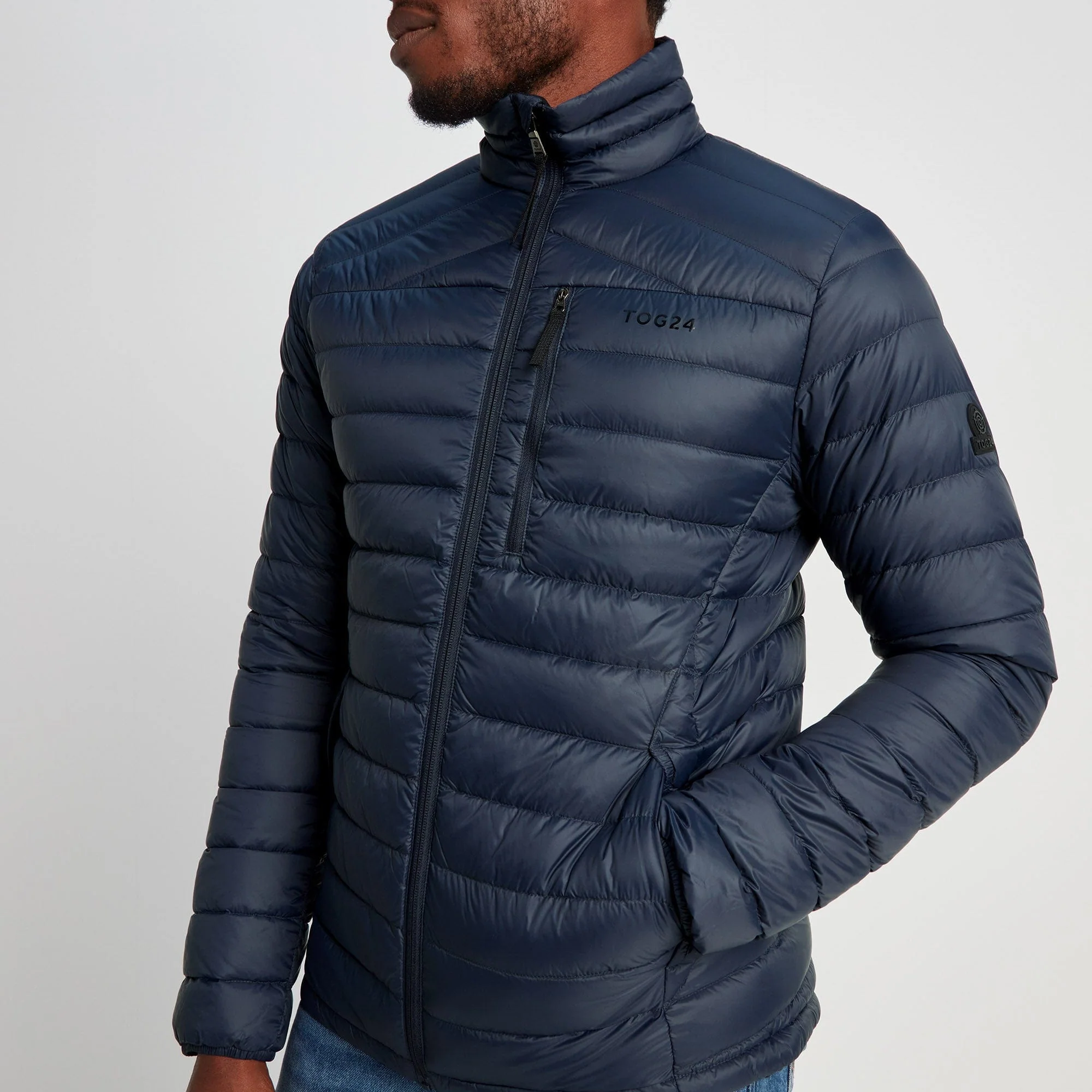 Drax Mens Funnel Down Jacket - Navy - Image 5