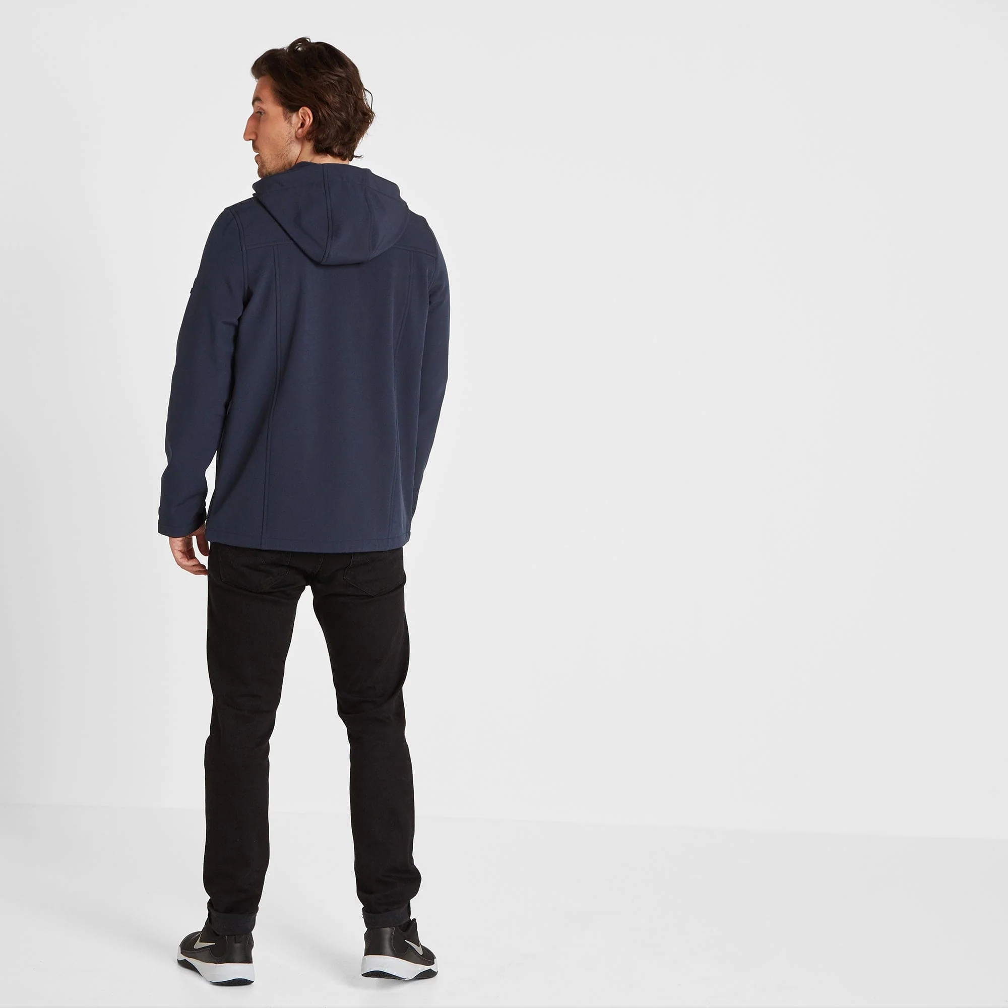 Feizor Mens Shower Resistant Softshell Hooded Jacket - Navy - Image 3