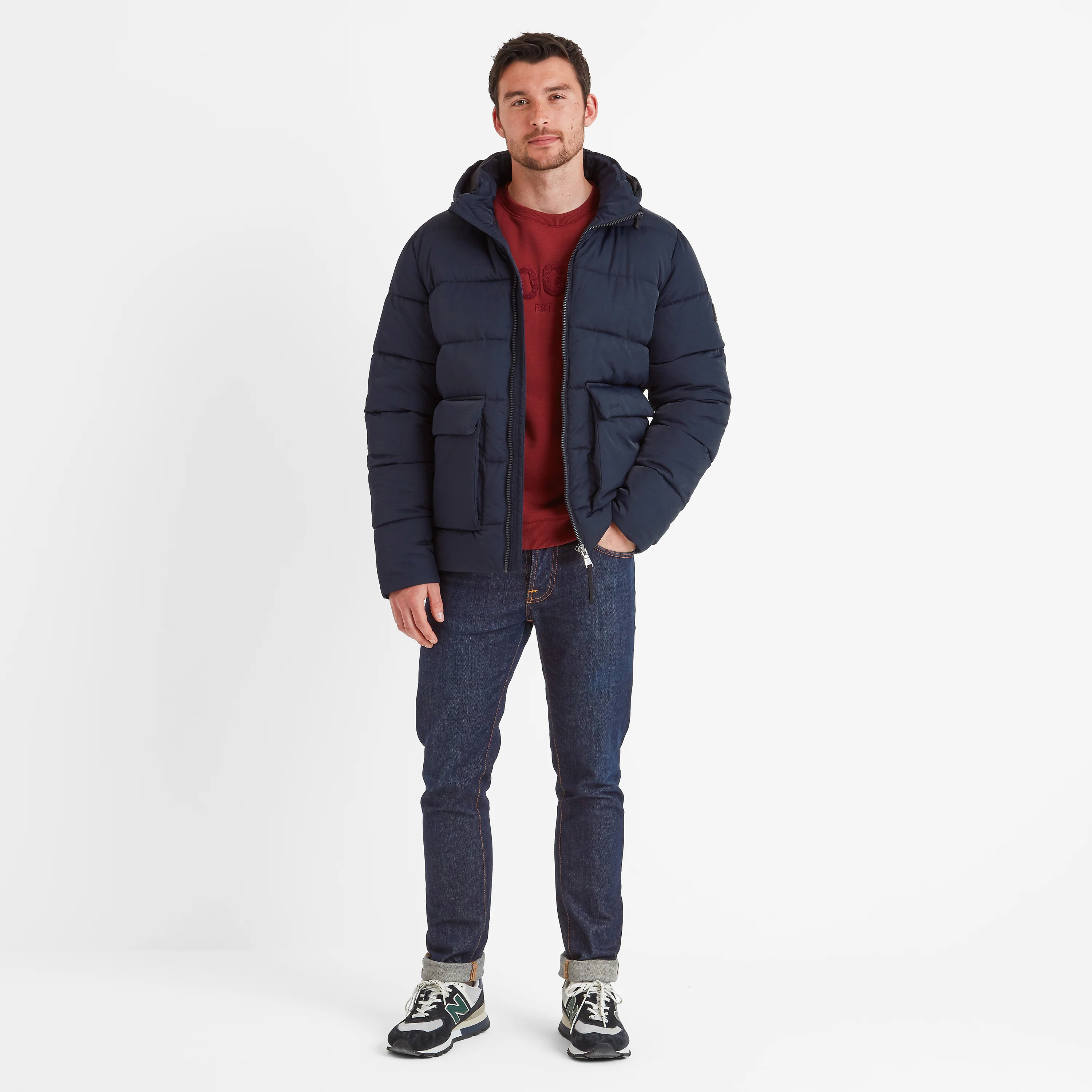 Hamilton Mens Padded Parka - Dark Indigo - Image 3