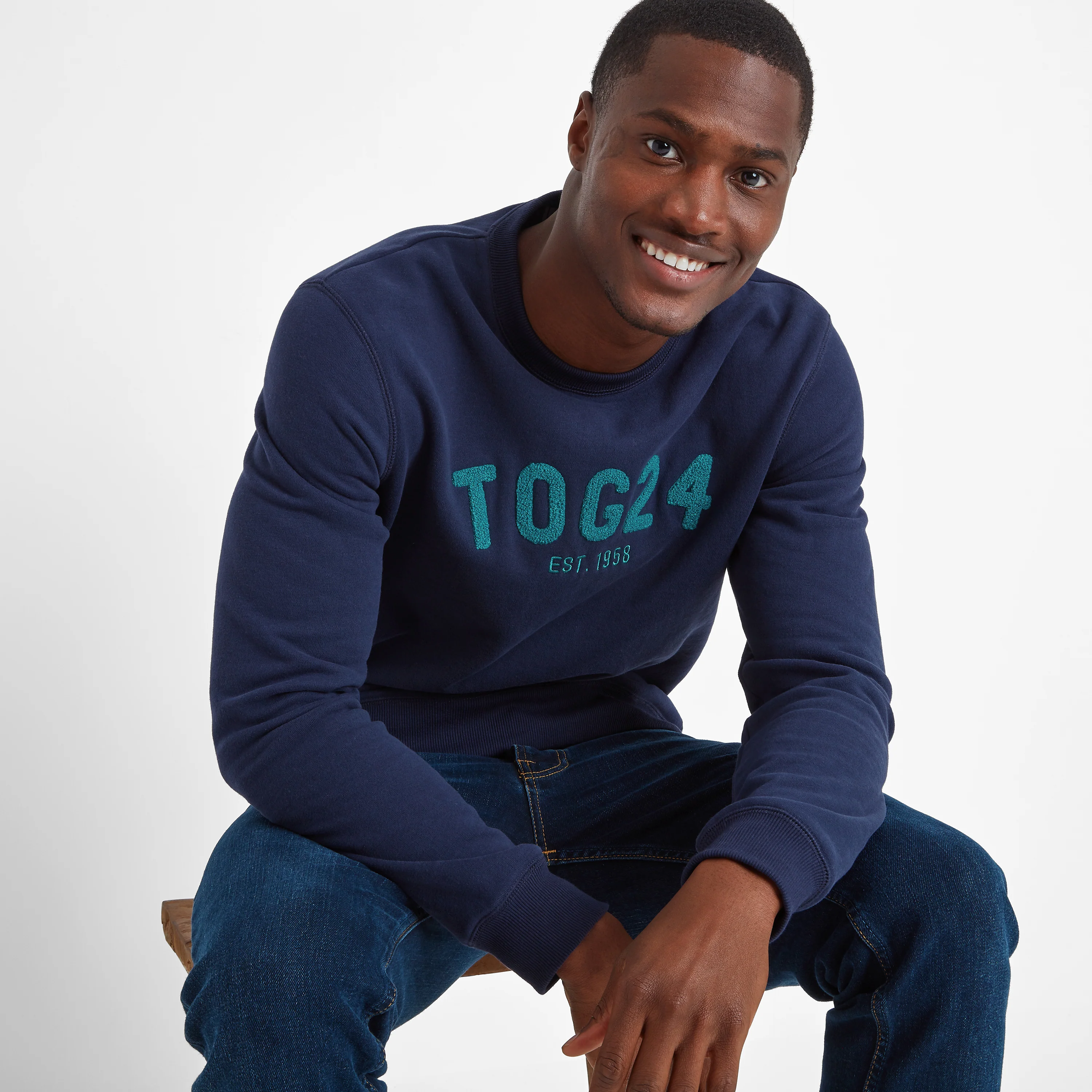 Hawnby Mens Cotton Blend Sweat - Dark Marine - Image 3