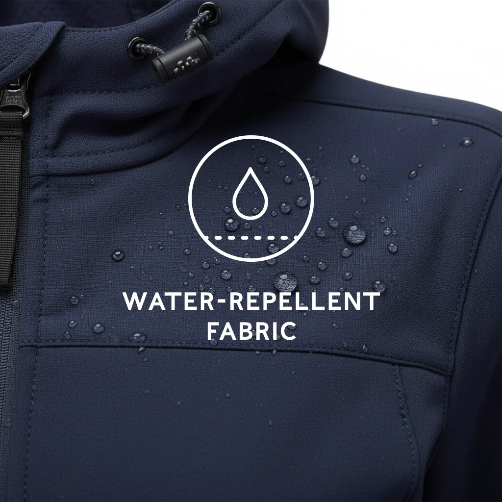 Keld Womens Shower Resistant Hooded Softshell Jacket - Navy - Image 8