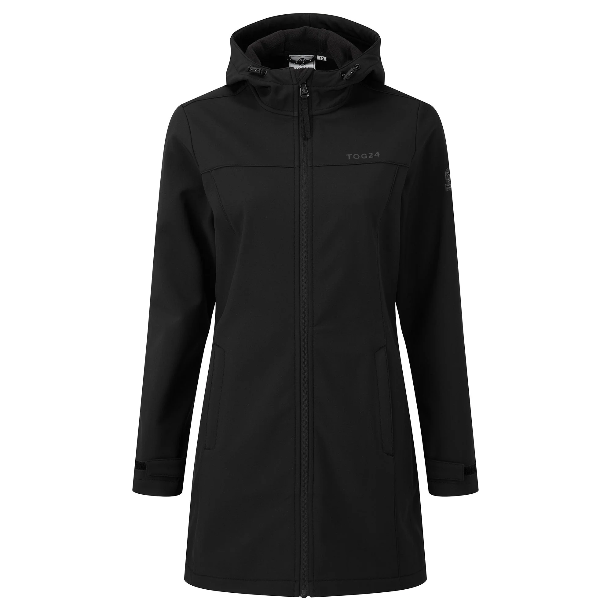 Keld Womens Long Shower Resistant Hooded Softshell Jacket - Black - Image 8