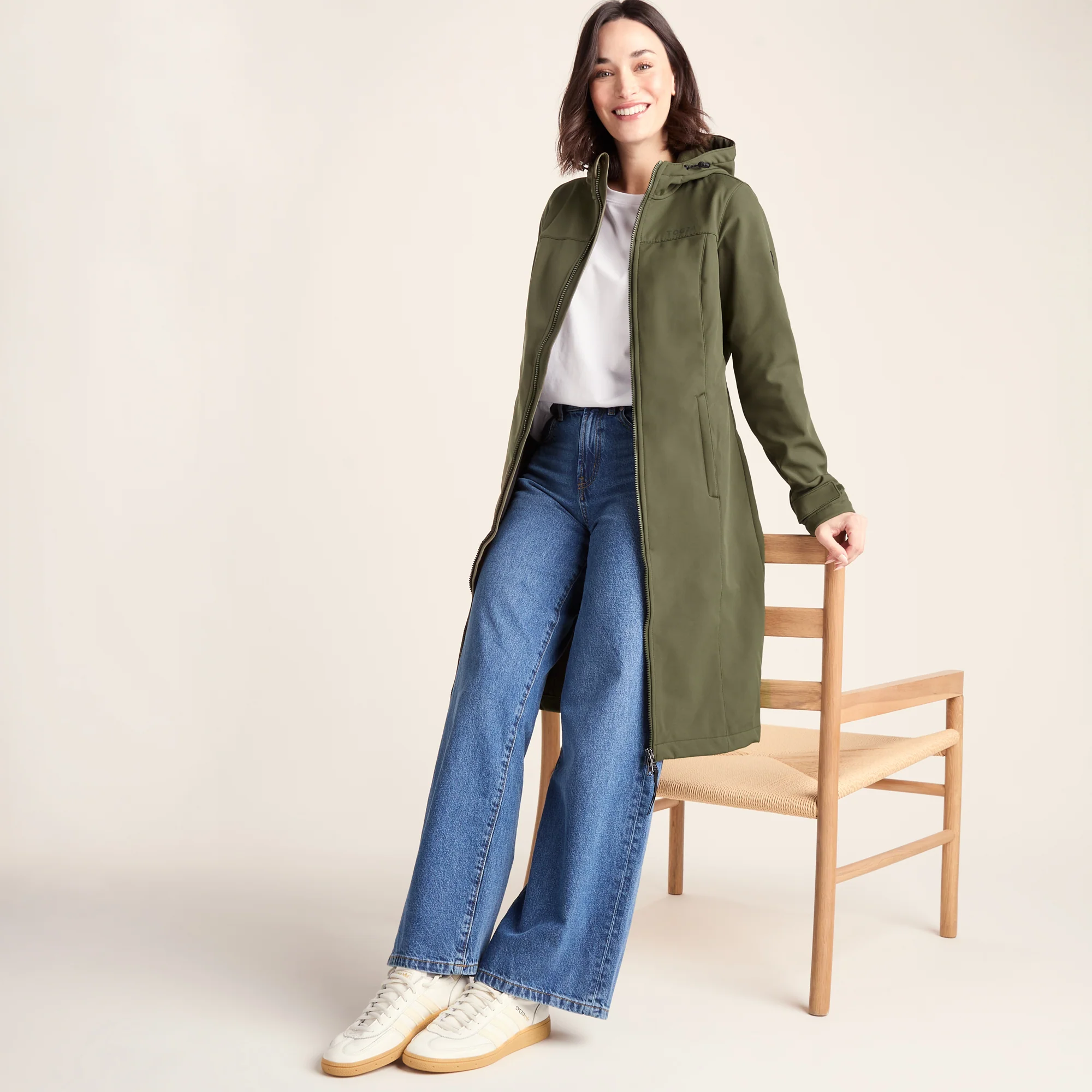 Marina Womens Long Water Resistant Softshell Jacket - Khaki - Image 4