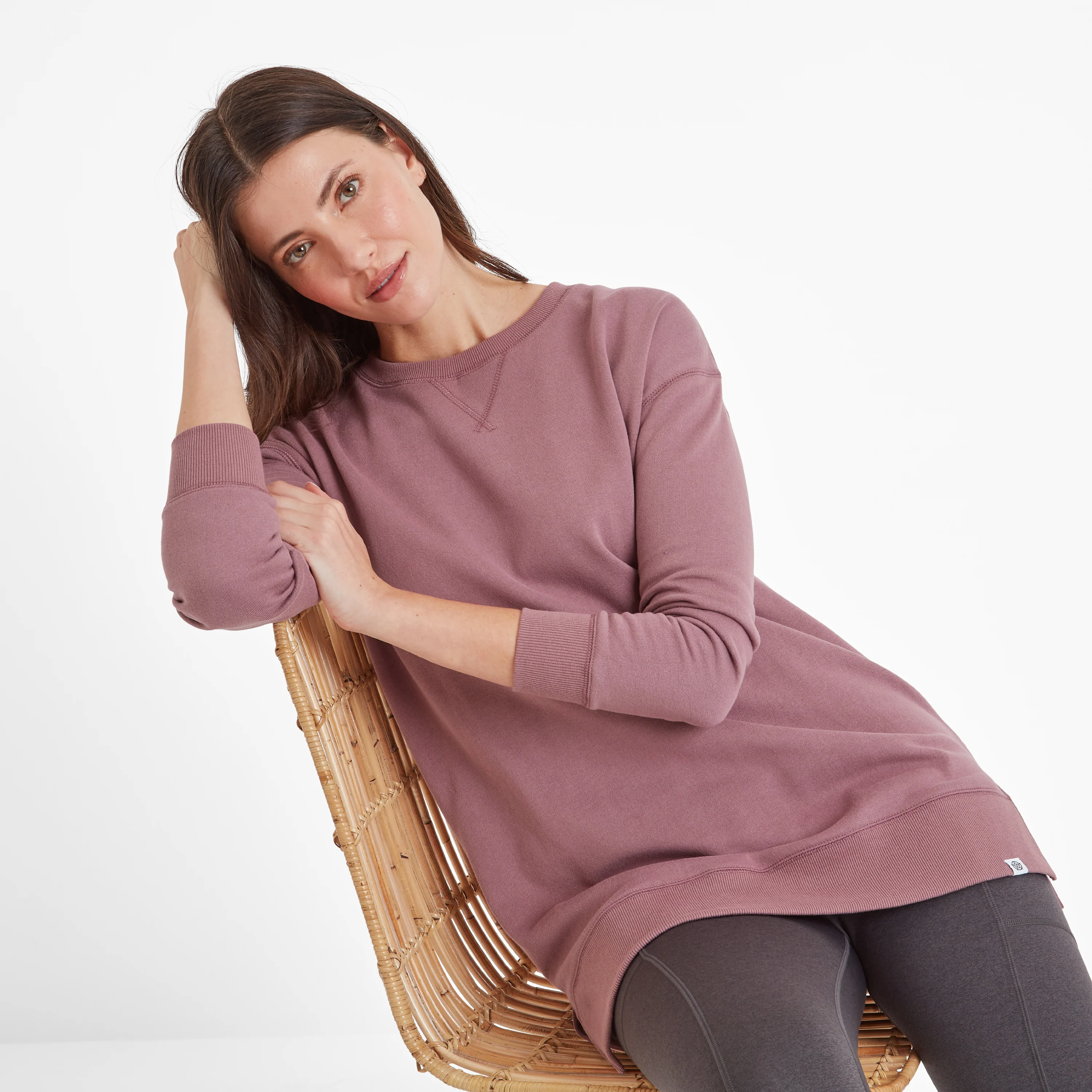 Michelle Womens Cotton Blend Sweat - Mauve - Image 4