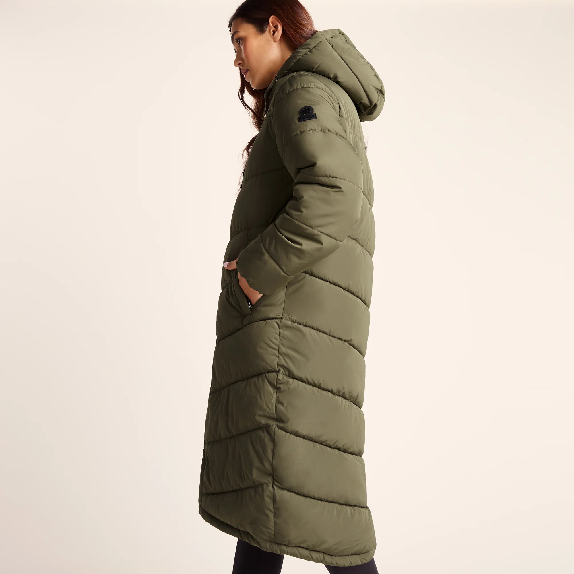 Raleigh Womens Long Insulated Jacket - Khaki - Image 5