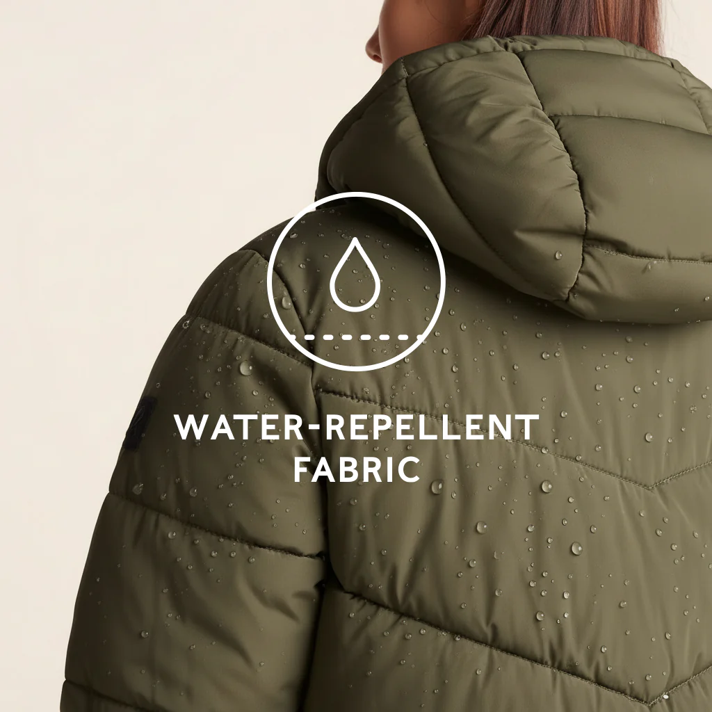 Raleigh Womens Long Insulated Jacket - Khaki - Image 9