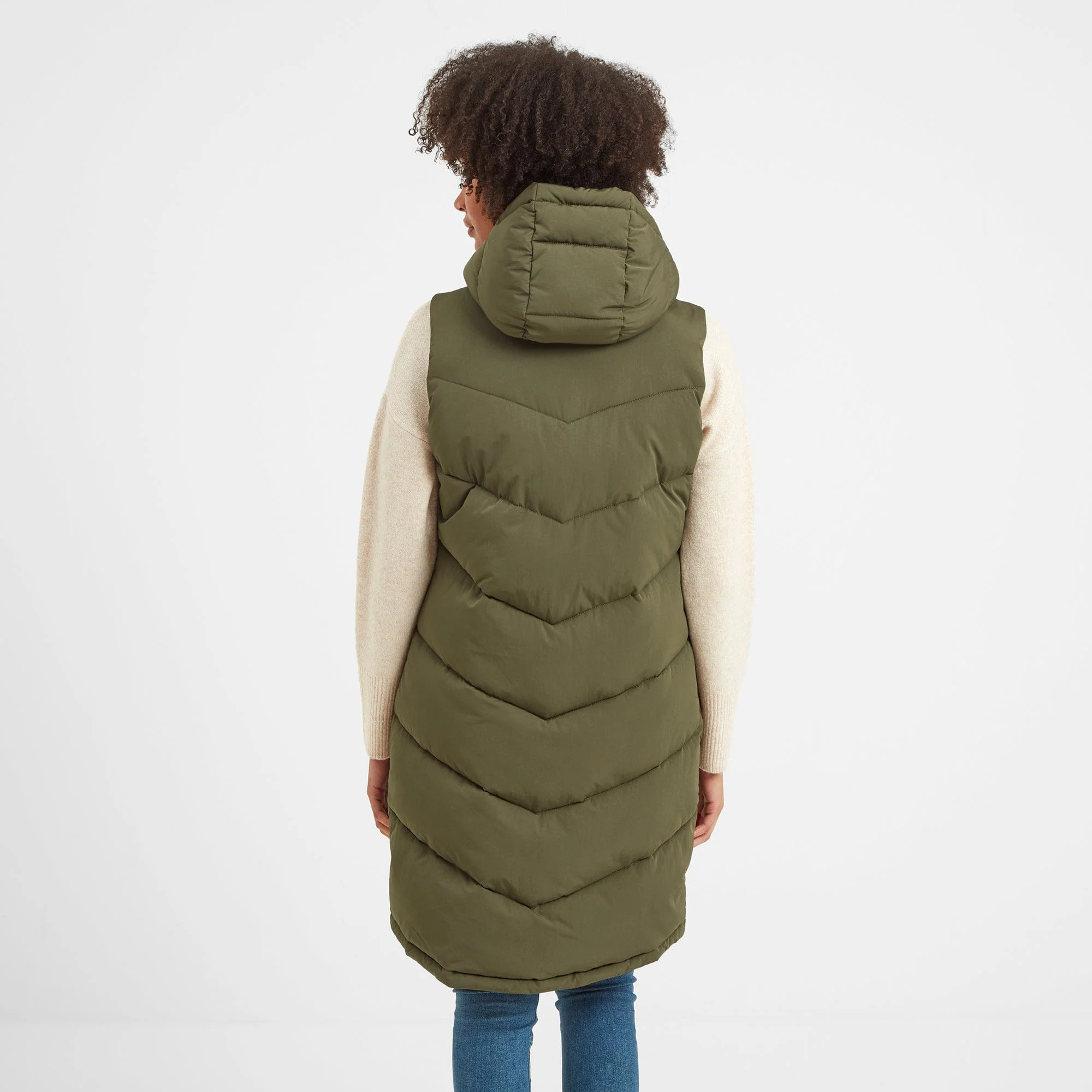 Ranskill Womens Long Insulated Gilet - Khaki - Image 3