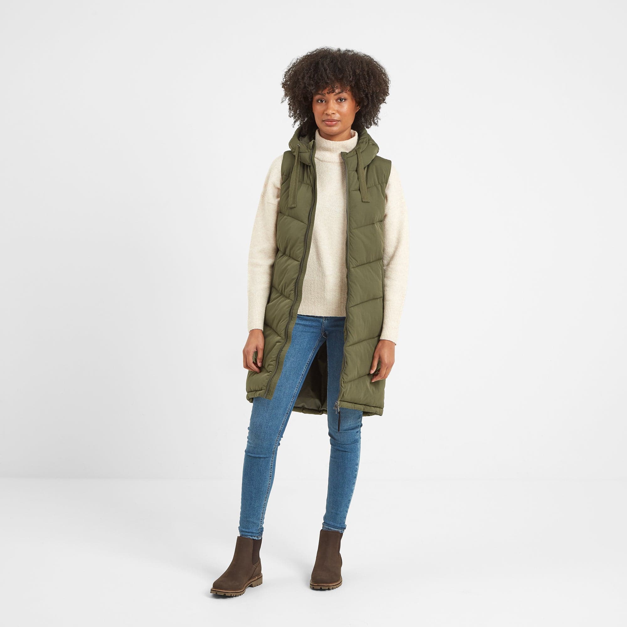 Ranskill Womens Long Insulated Gilet - Khaki - Image 4