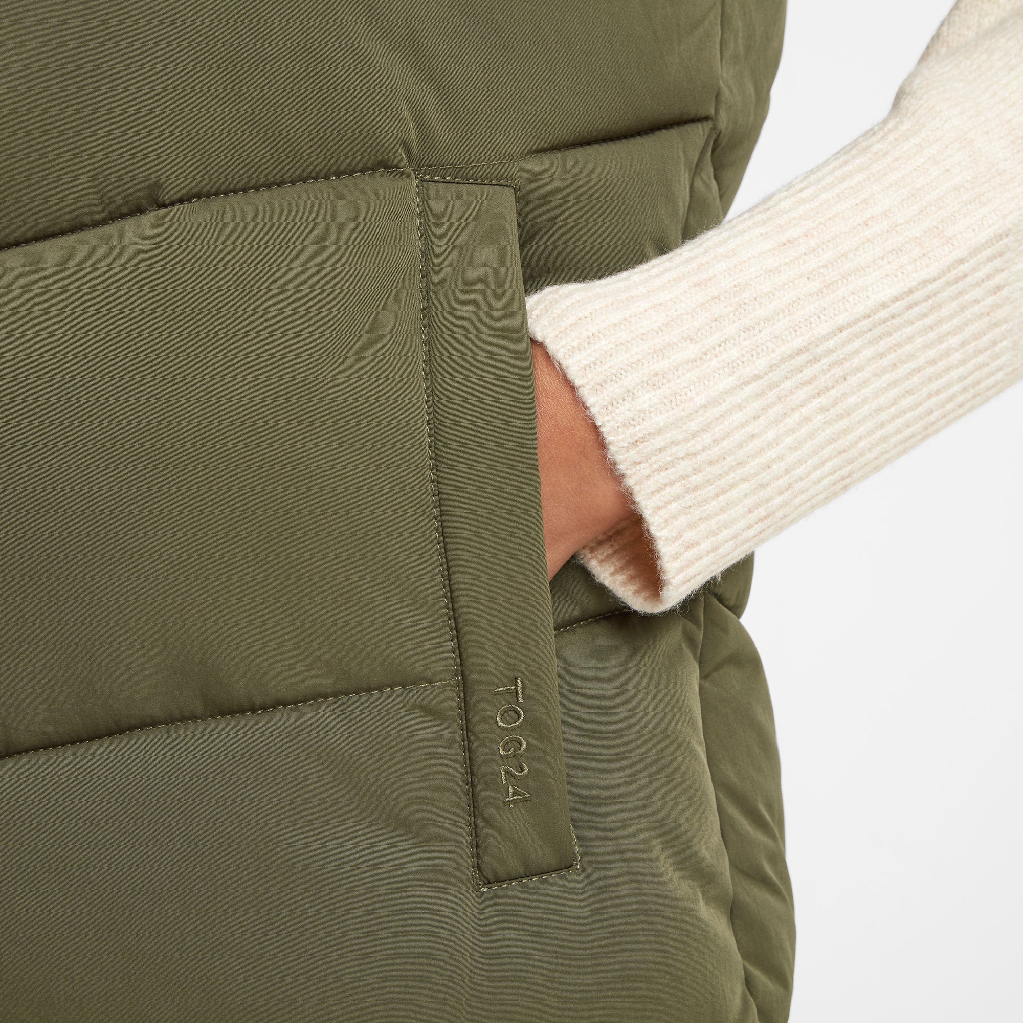 Ranskill Womens Long Insulated Gilet - Khaki - Image 6