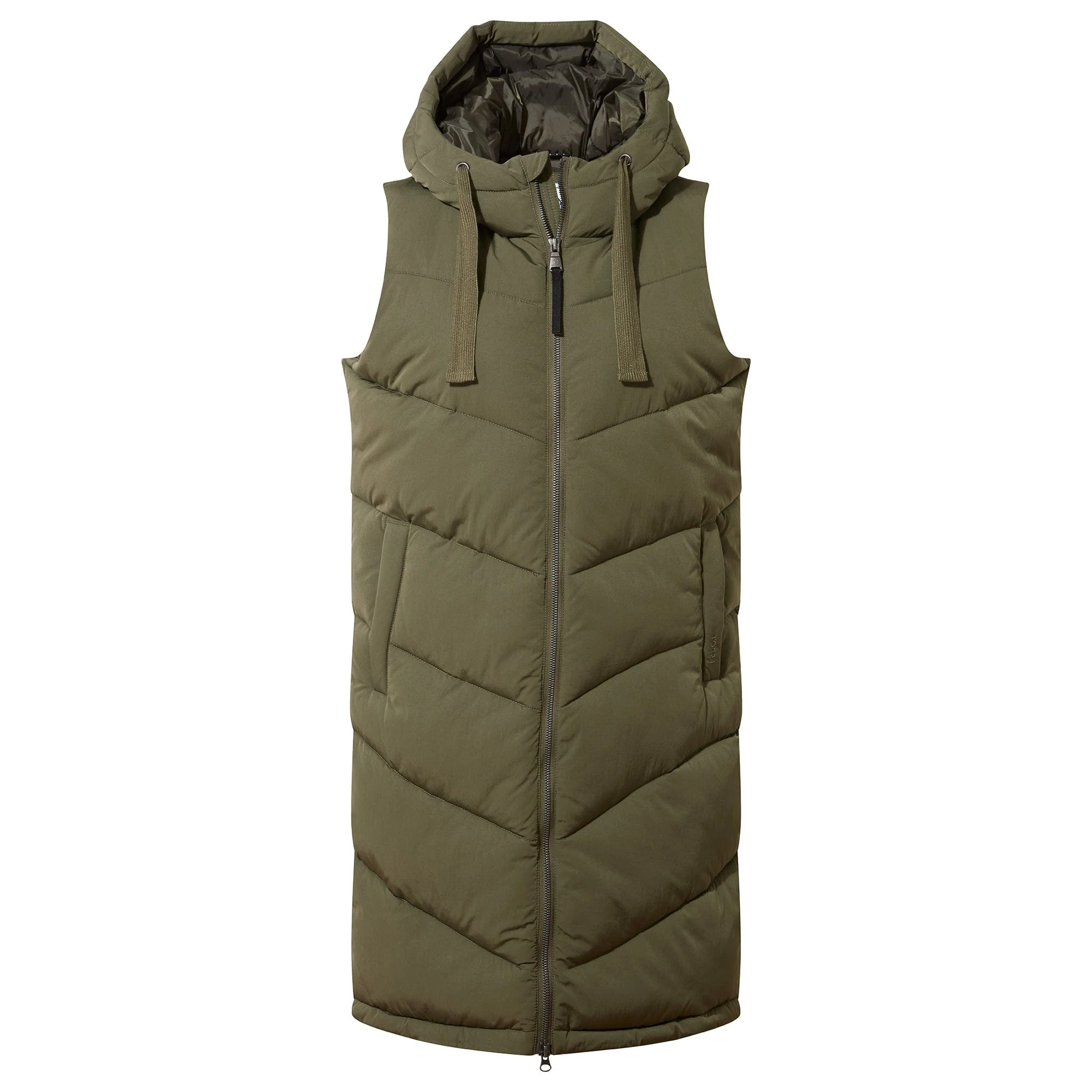 Ranskill Womens Long Insulated Gilet - Khaki - Image 8