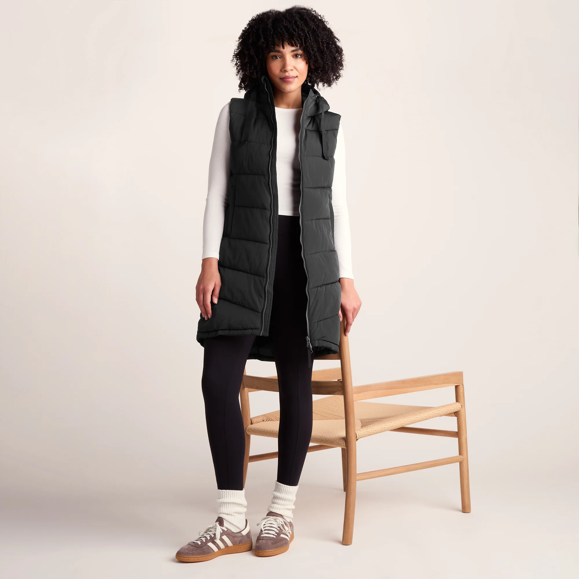 Ranskill Womens Long Insulated Gilet - Washed Black - Image 3