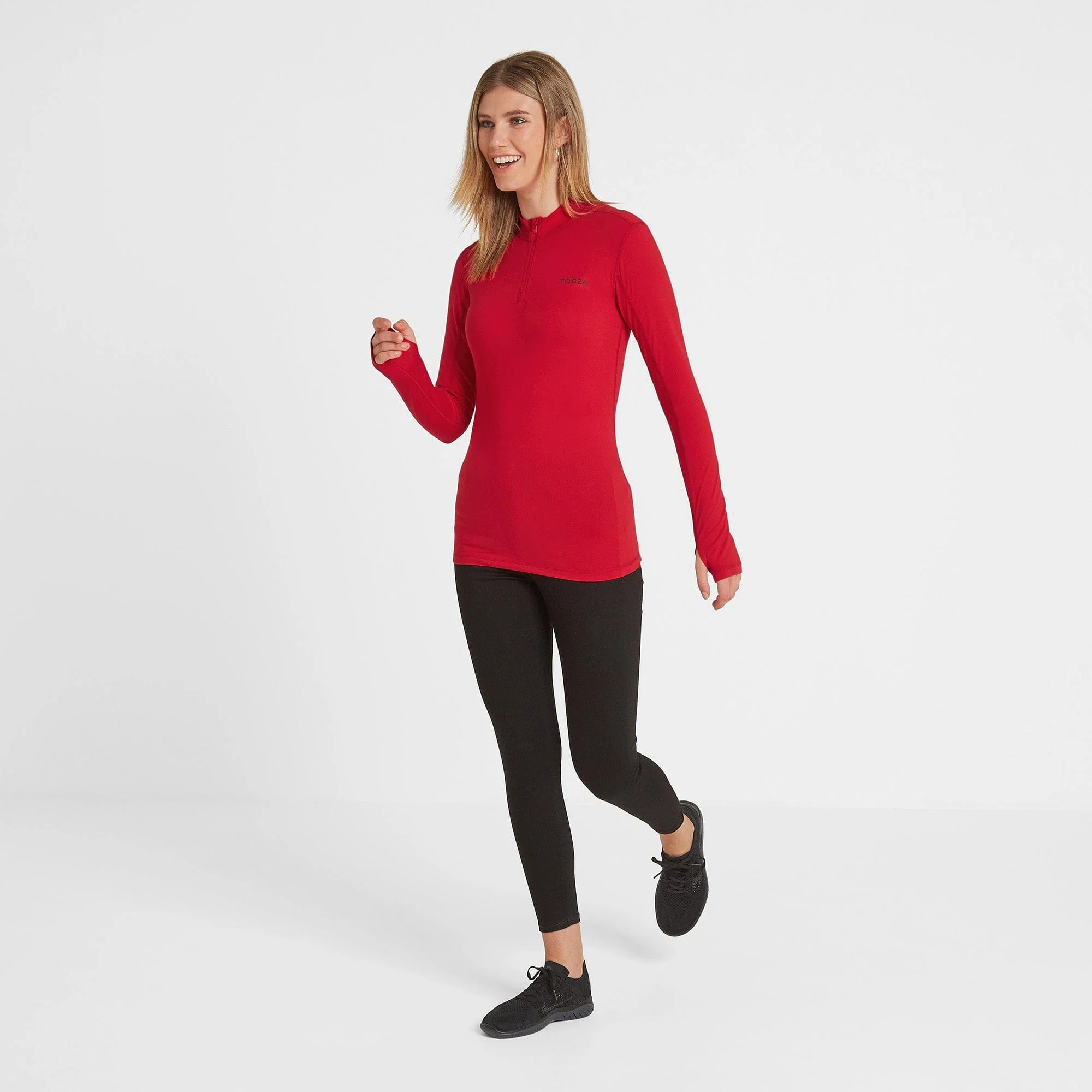 Snowdon Womens Thermal Base Layer Quarter Zip - Rouge Red - Image 4