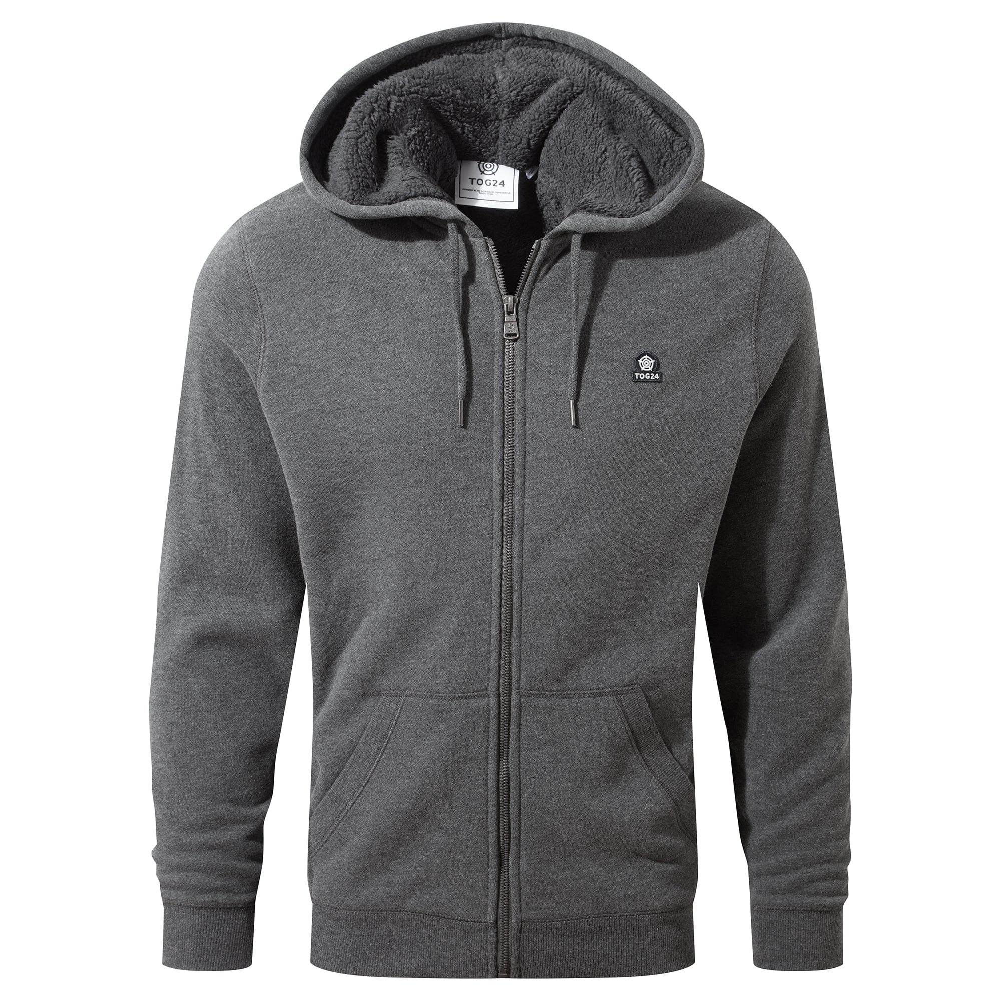 Timble Mens Sherpa Fleece Lined Hoody - Dark Grey Marl - Image 3