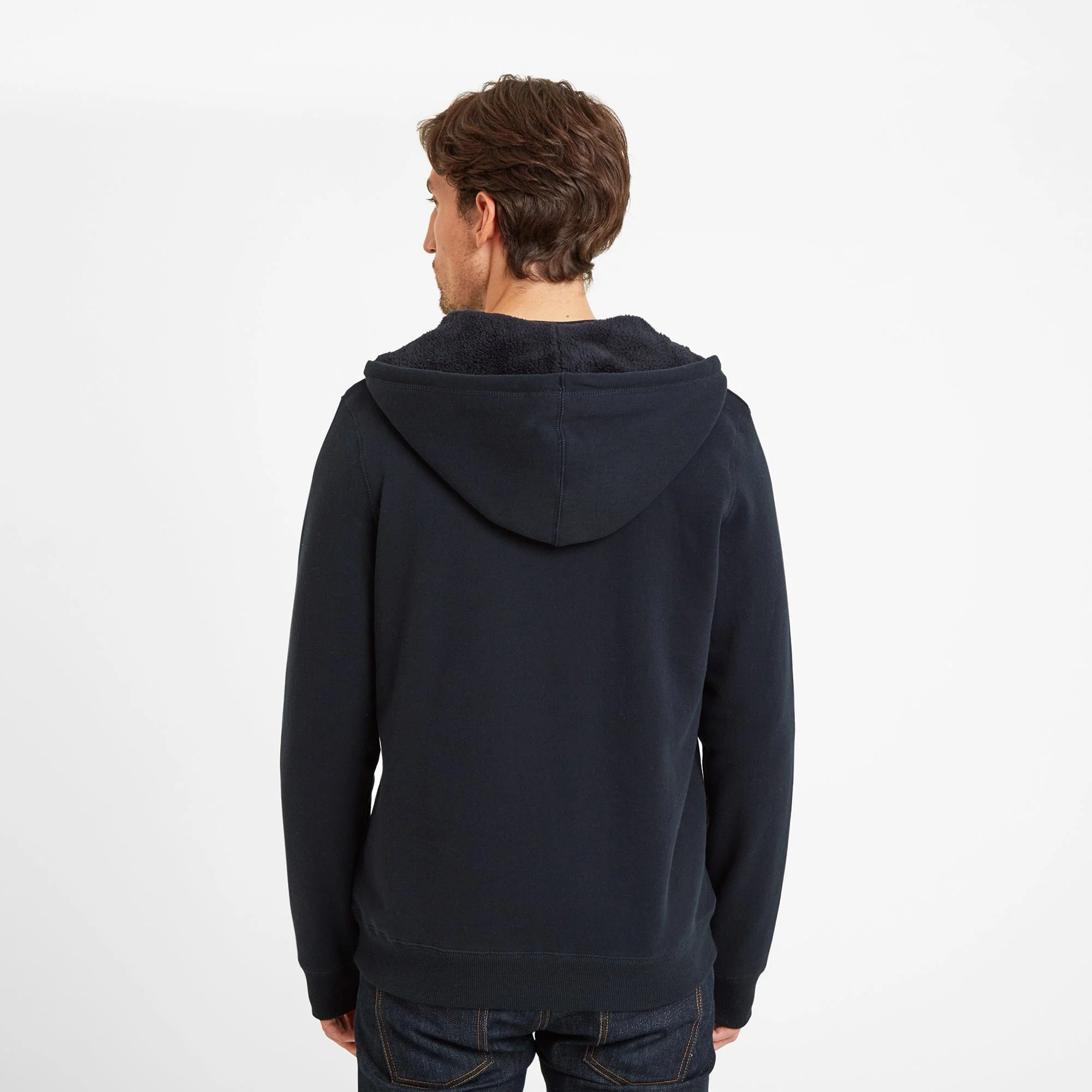 Timble Mens Sherpa Fleece Lined Hoody - Dark Indigo - Image 3