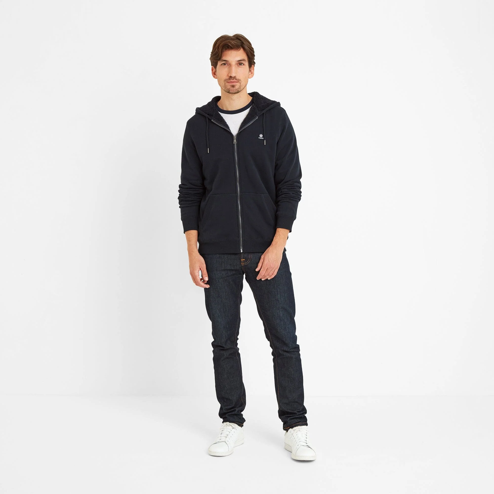 Timble Mens Sherpa Fleece Lined Hoody - Dark Indigo - Image 4