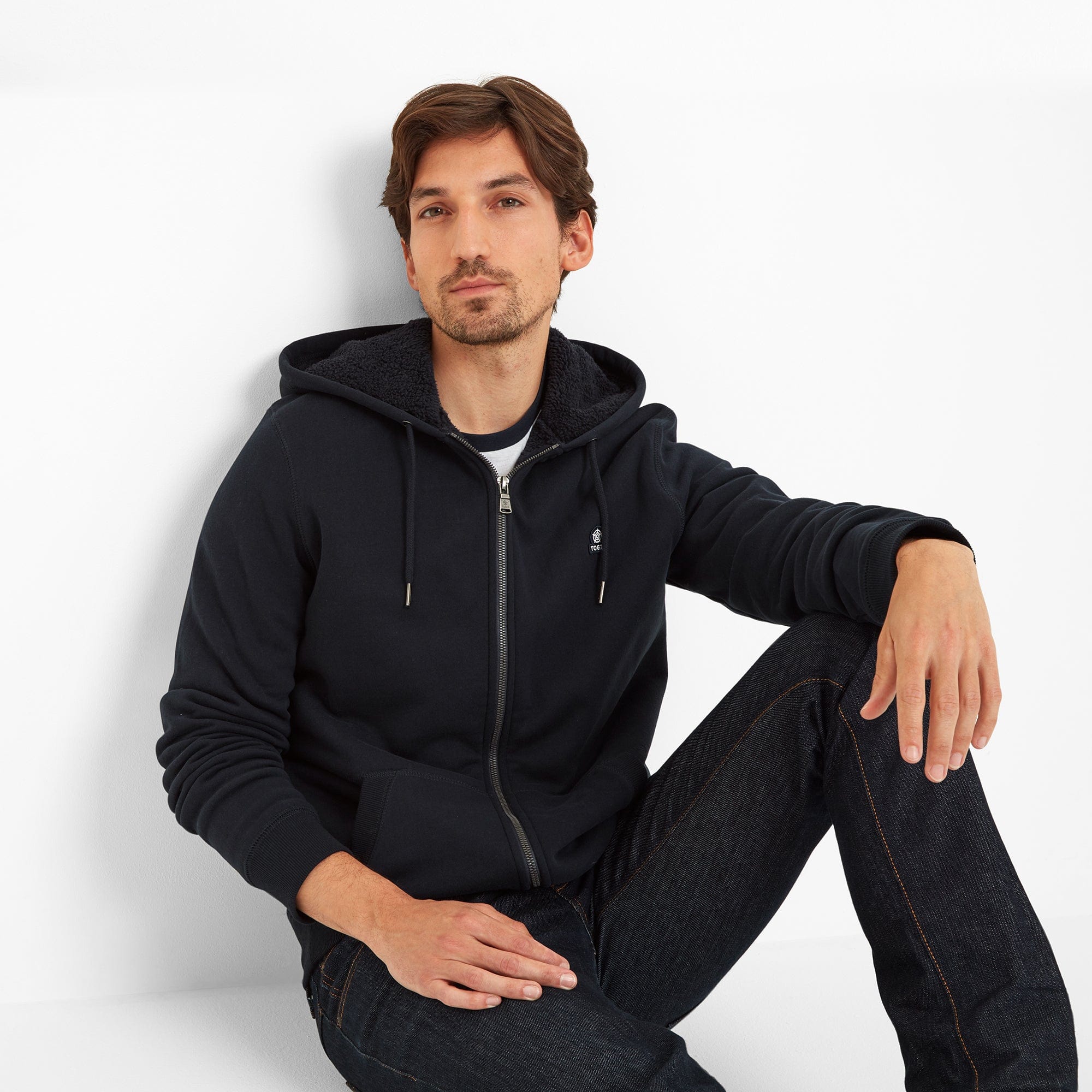 Timble Mens Sherpa Fleece Lined Hoody - Dark Indigo - Image 6