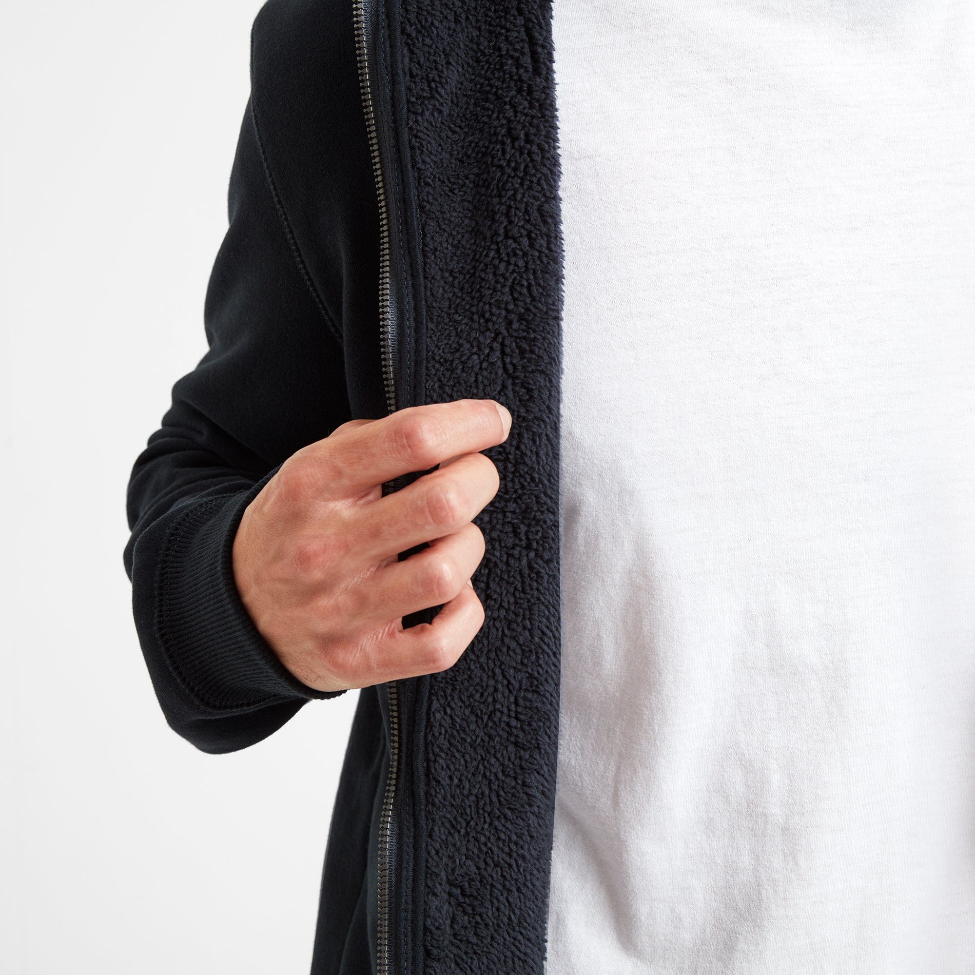 Timble Mens Sherpa Fleece Lined Hoody - Dark Indigo - Image 7